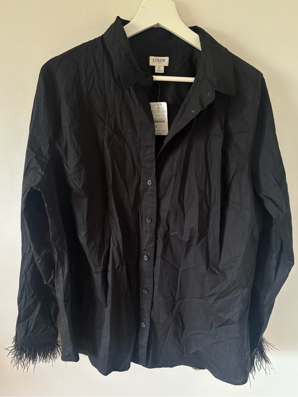 NWT J.Crew Feather-trimmed button-up shirt in signature fit XL